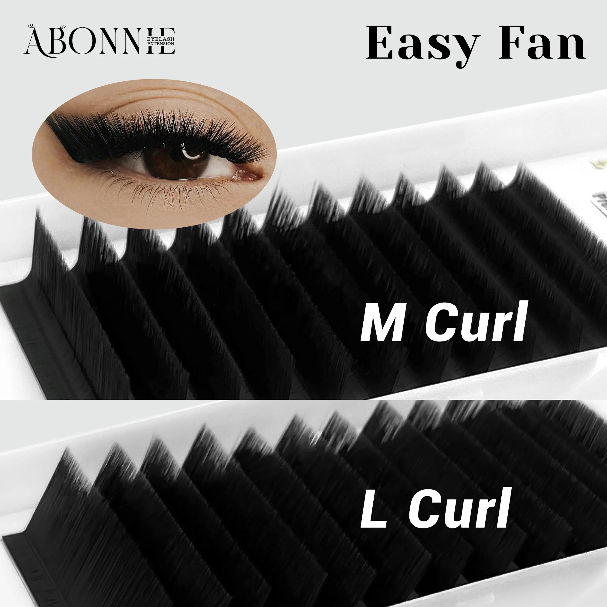 Abonnie Cashmere M/L Curl Easy Fans Pestañas Mega Volumen Pestañas Easy Fanning Auto Fans Bloom Floración Volumen Pestañas