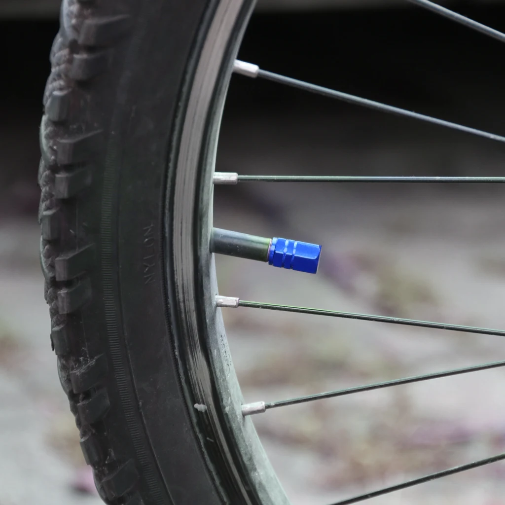 Blue Aluminum Hexagonal Tire Valve Caps for Car Motorcycle