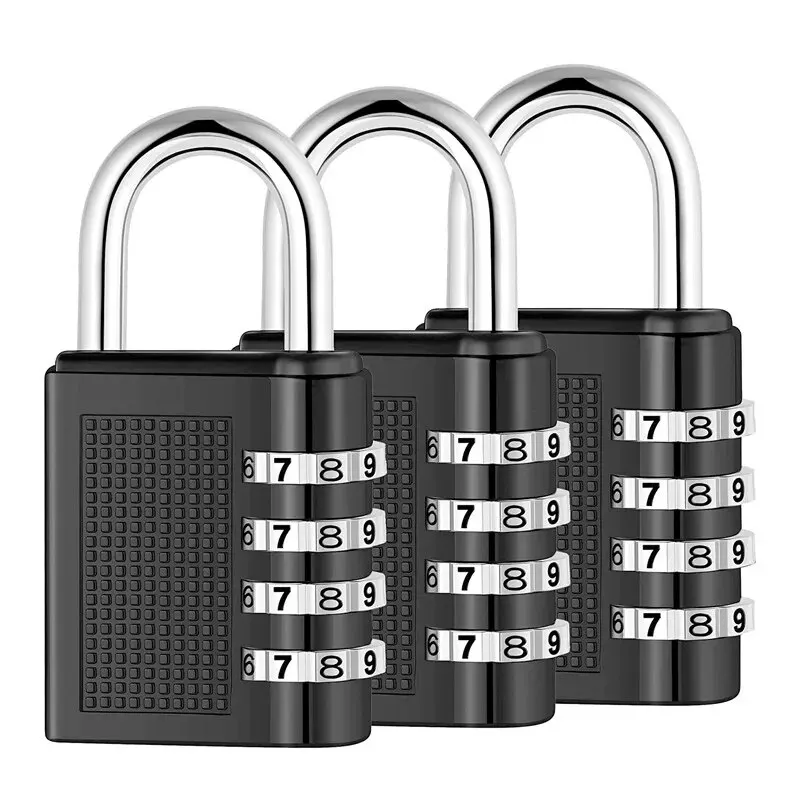 4 Digit Zinc Alloy Combination Lock Padlock Luggage Anti-theft Weatherproof Security Outdoor Gym Safely Code Door Lock Black mini padlock,door lock
