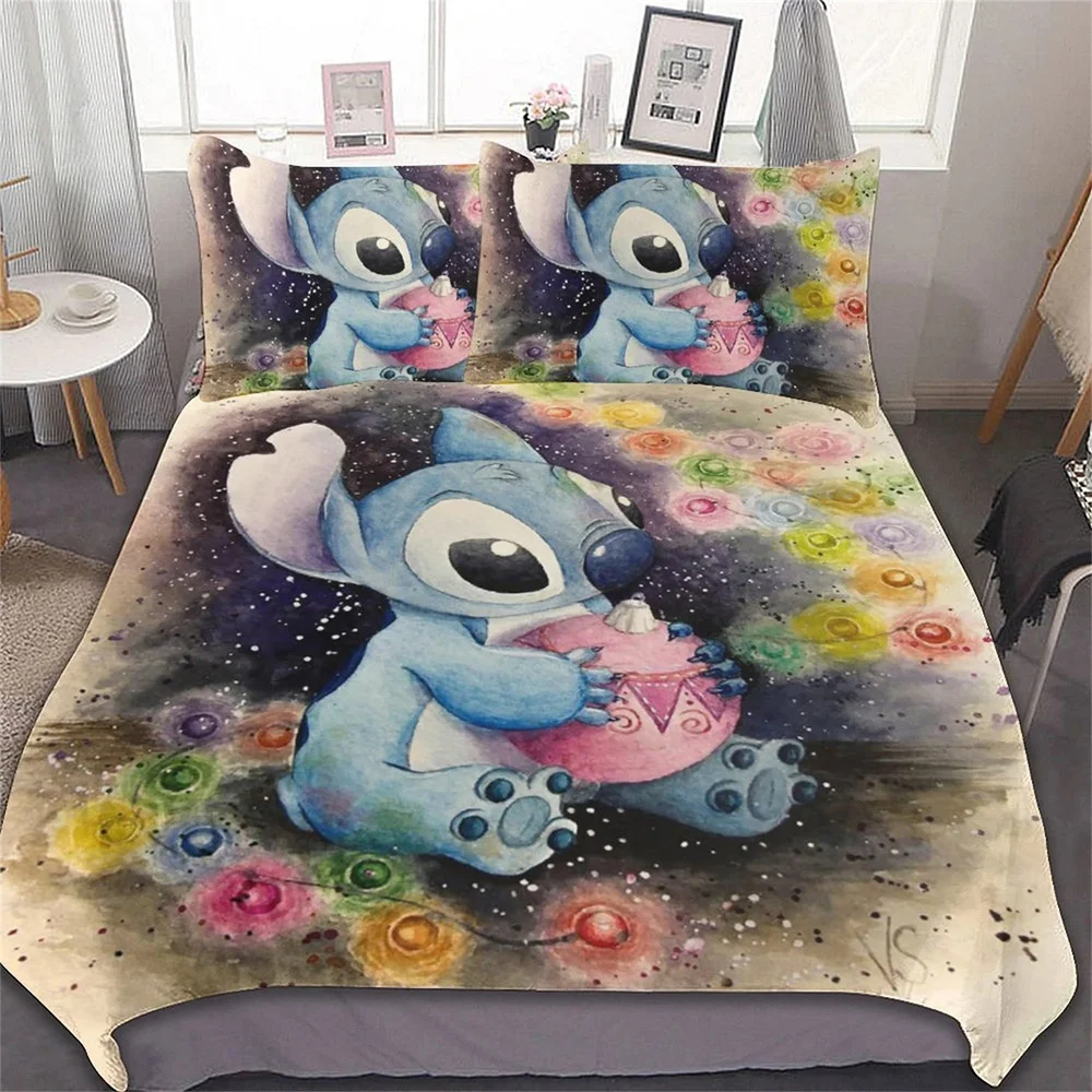 

Disney Stitch Children New Design Duvet Cover Bedding Set Large Comforter Cover Three Piece Set for Bedroom Decoration Gifts