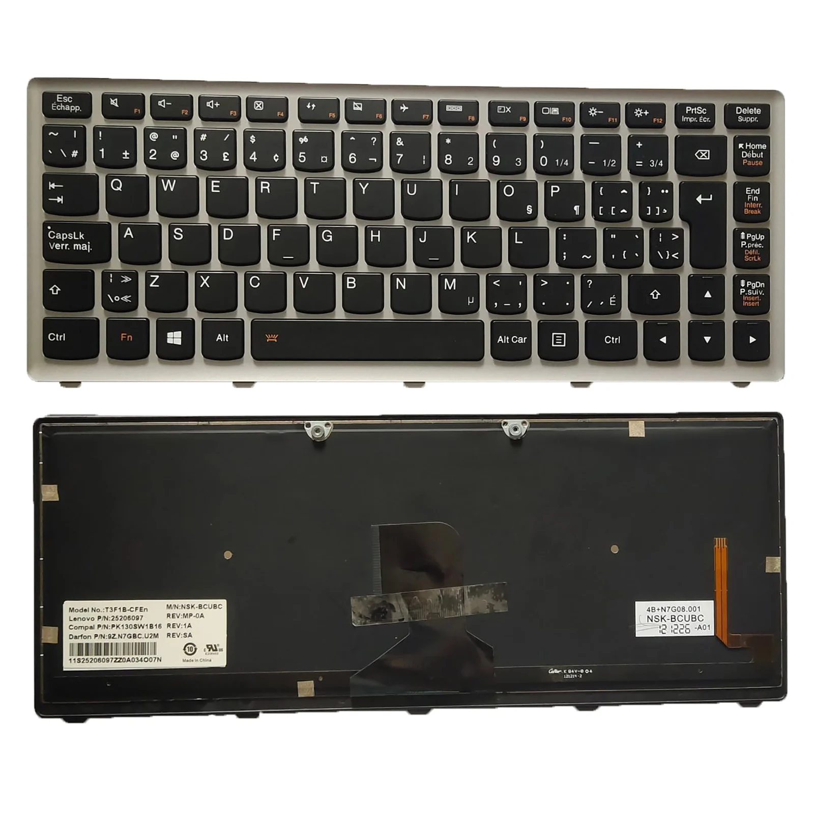 

Клавиатура с подсветкой CF для Lenovo Erazer Z400 Z400A Z400T Z400P P400 в серебристой рамке
