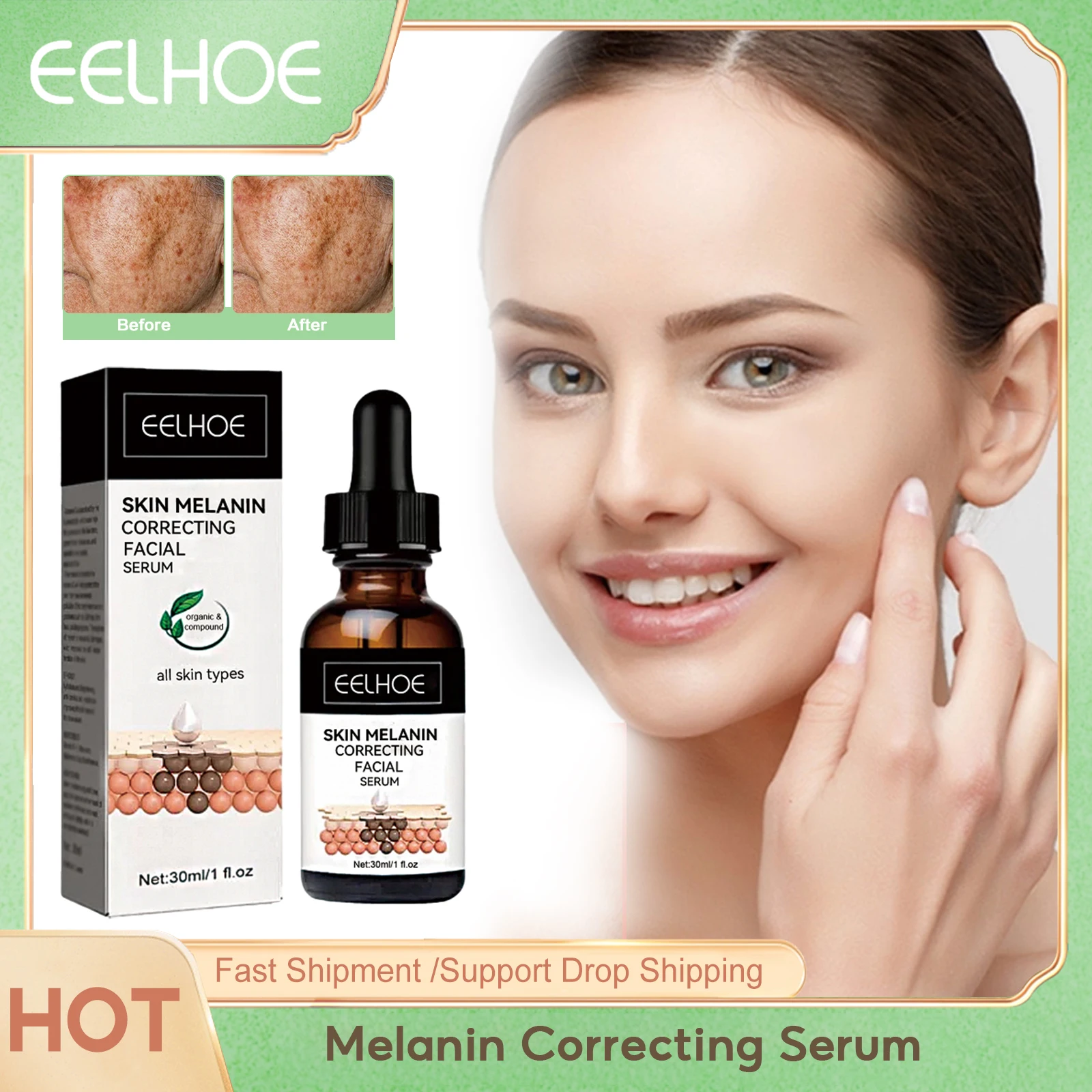 

Melanin Correcting Face Serum Fade Dark Spots Brightening Melasma Chloasma Removal Reduce Pigmentation Whitening Freckle Essence