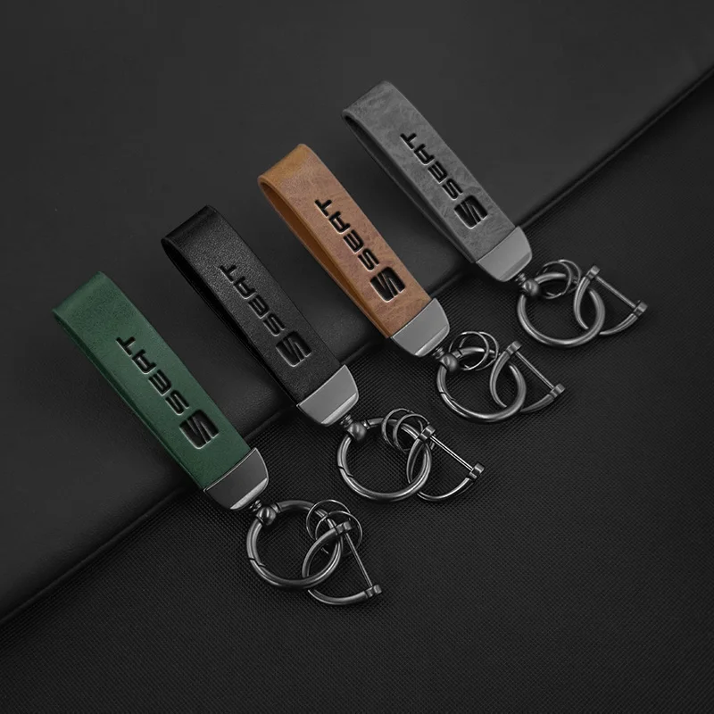 Vintage Leather and Zinc Alloy Car Keychain