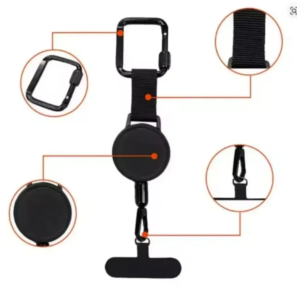 Retractable Anti-Theft Smartphone Safety Lanyard with Carabiner for Hiking, Cycling, and Climbing