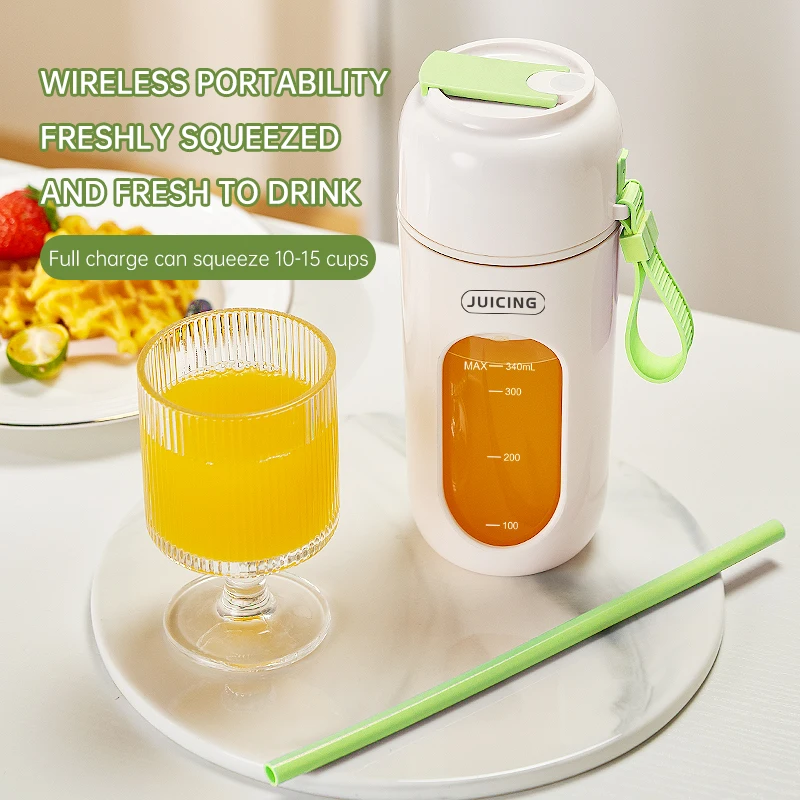 340ML Portable Blender Electric Juicer 12 Blades Fruit Mixers 2600mAh USB Rechargeable Smoothie Juicer Cup Squeezer Juice Maker 6