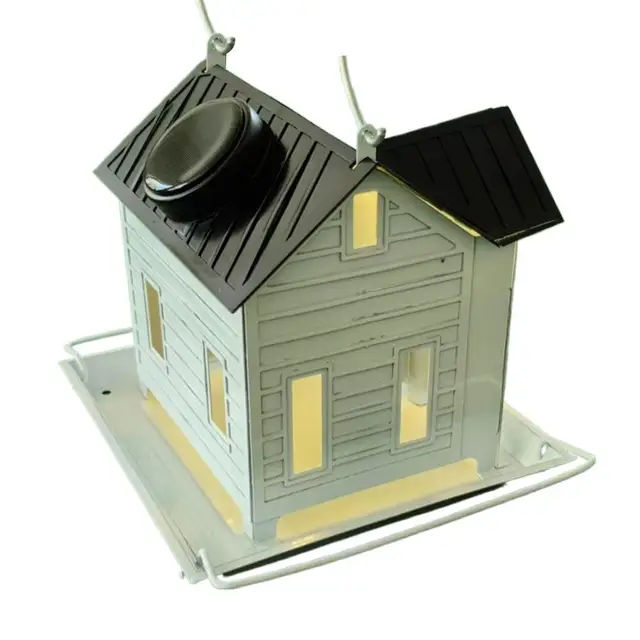 Home Style Bird Feeder Outdoor Swing Solar Bird Feeder Creative House Patio Feeder Outdoor Hanging Decoration 6