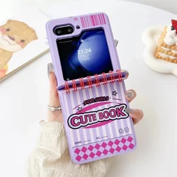 Korean Cute Cartoon Bear Monster Notebook Style Phone Case - Kawaii Girl Gift Cover Shell for Razr 60 (Purple Notebook)