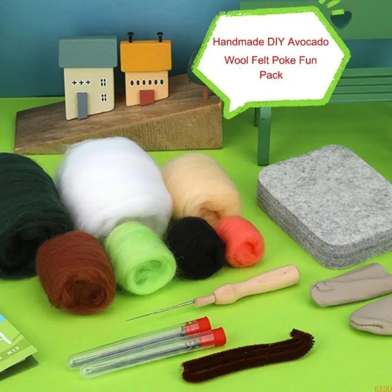 6XDD Lovely Avocado Wool Felting Needle Hobby Kits Needle Felting Starter Kits