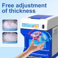 Ice Crusher Shaver Machine Snow Cone 250W Aluminum Alloy Blade Adjustable Thickness 265LBs/hr Electric Cold Drink Maker with Ice 2