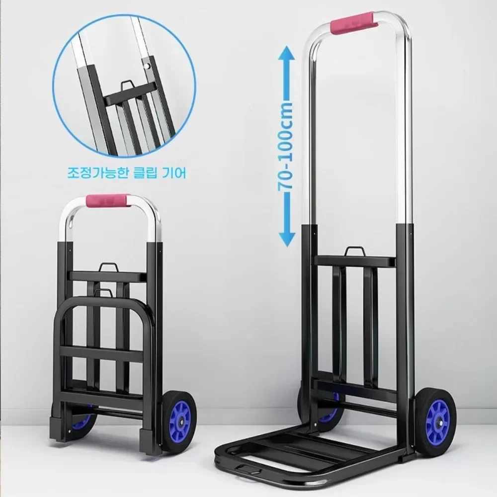 Trolley Portable Luggage Hand Cart Tractor-Trailer Loading Portable with Wheels Pull Rod Scalable Climb Stairs Hand Trolley folding shopping cart