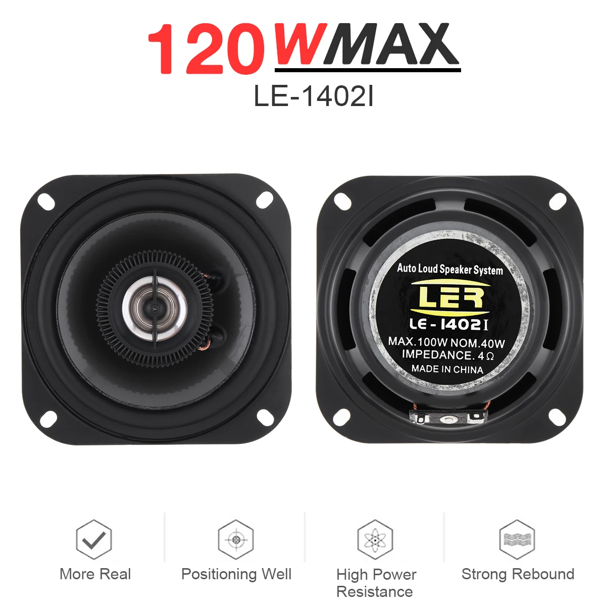 2pcs 4 Inch 2 Way Universal Car Coaxial Speakers Audio Stereo Full Range Frequency HiFi for Car Audio System Modified