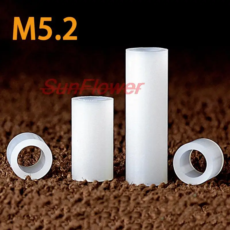 100PCSM52OD7mmLength2mm20mmWhiteNylonPlasticRroundMetric