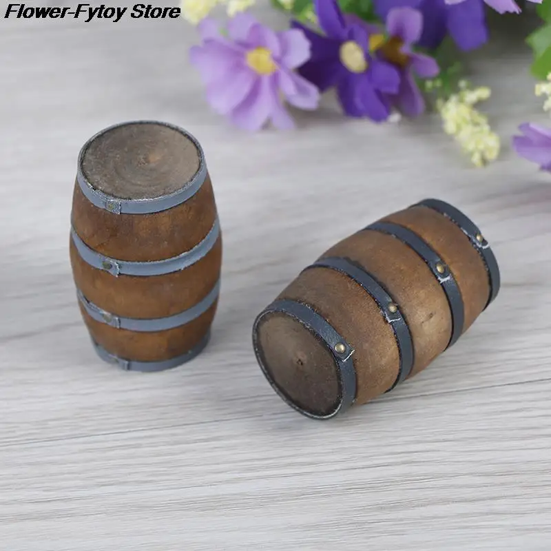 1:12 Scale Mini Dollhouse Wooden Red Wine Barrel Miniature Beer Barrel Beer Cask Beer Keg for Dolls House Decoration Accessories 2