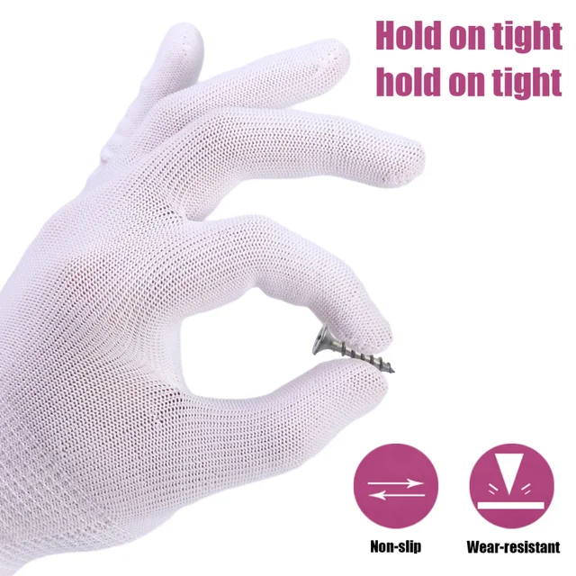 4 Parsars Fehér Vékony Nylon Kesztyű Rugalmas Csukló-Nyitó Munkával Nem Csúszás Munkakertek Háztartási Cikkeihez - Image 5