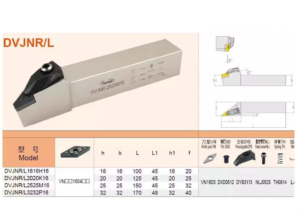 93 ° Anti-Vibrations-Drehwerkzeughalter DVJNL DVJNR2525M16/1616H16/2020K16/3232P16 für Werkstattdrehmaschinen – Detail 1