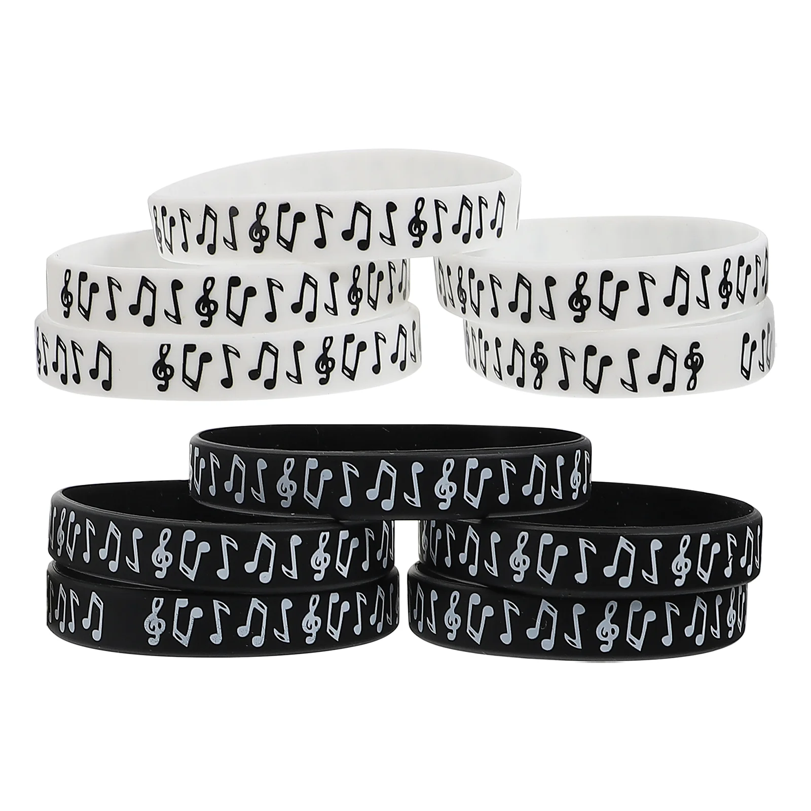 10 Pcs Note Music Silicone Hand Pool Party Decor Rubber Bracelets Silica Gel Syllable Notes Wristband