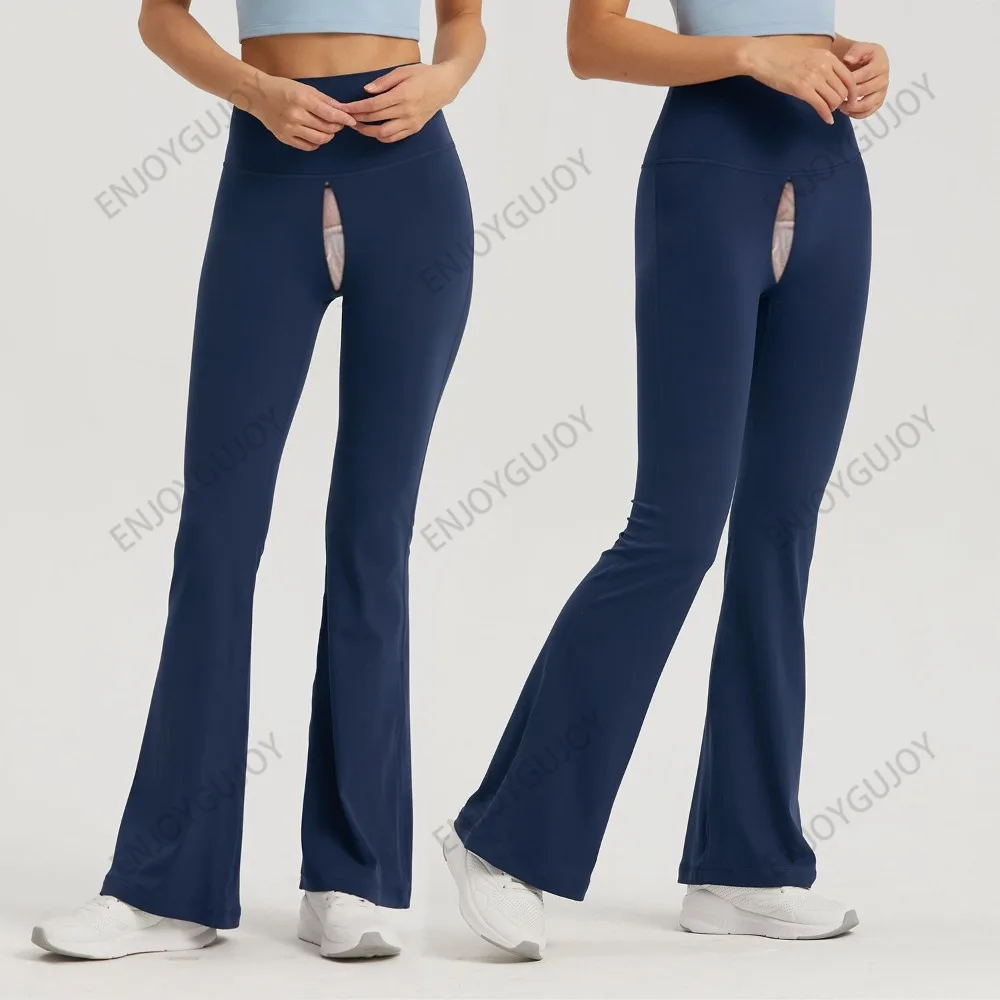 Invisible Open Crotch Pants Outdoor Sex Yoga Leggings Push Up High Waist Slim Fit Wide Leg Trousers Fitness Jogger Sexy HotPants