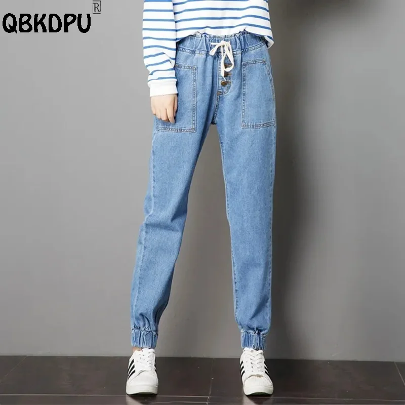Womens Jeans Elastic Waist Pockets Pants Womens Jeans Drawstring Waist Casual Aliexpress