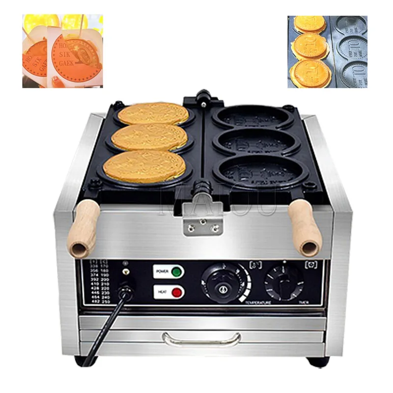 

Машина для золотых монет, вафель, антипригарная круглая машина для хлеба, Корейская машина для золотых монет, вафель