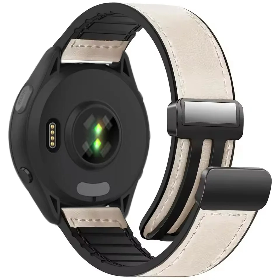 Magnetic Leather and Silicone Watch Strap - 20/22mm
