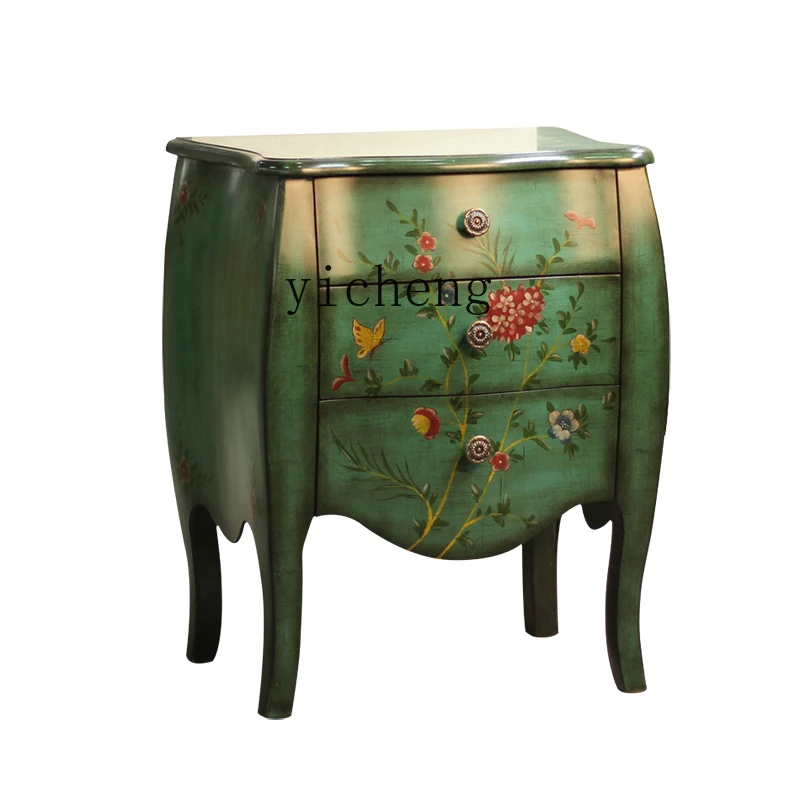 

ZK American-Style Pastoral Painted Furniture Special Locker Three-Bucket Bedside Table Small Storage Cabinet Sofa