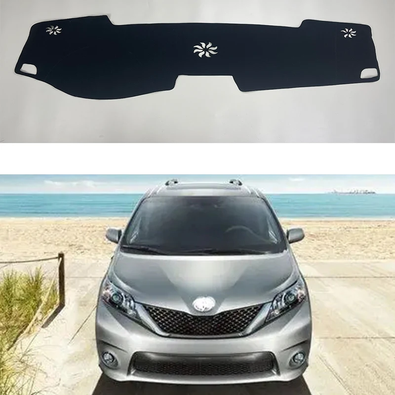 

For Toyota SIENNA 2011-2014 Protective Pad Car Dashboard Avoid Light Pad Instrument Platform Desk Cover Leather velvet Carpets