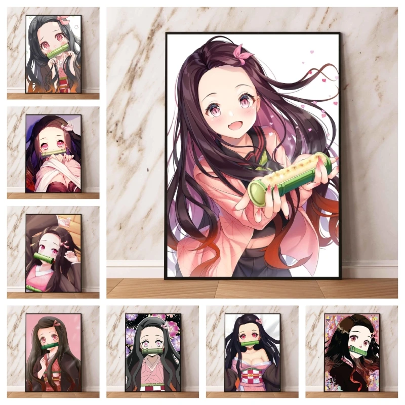 

Canvas Printing Demon Slayer Kamado Nezuko Cartoon Character Picture Prints and Prints Children's Bedroom Decor Aesthetic Poster