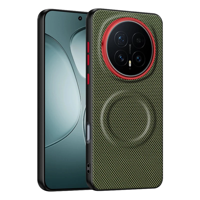 Luxury ELVEV Magnetic Weave PU Leather Anti-fall Case with Wireless Charging