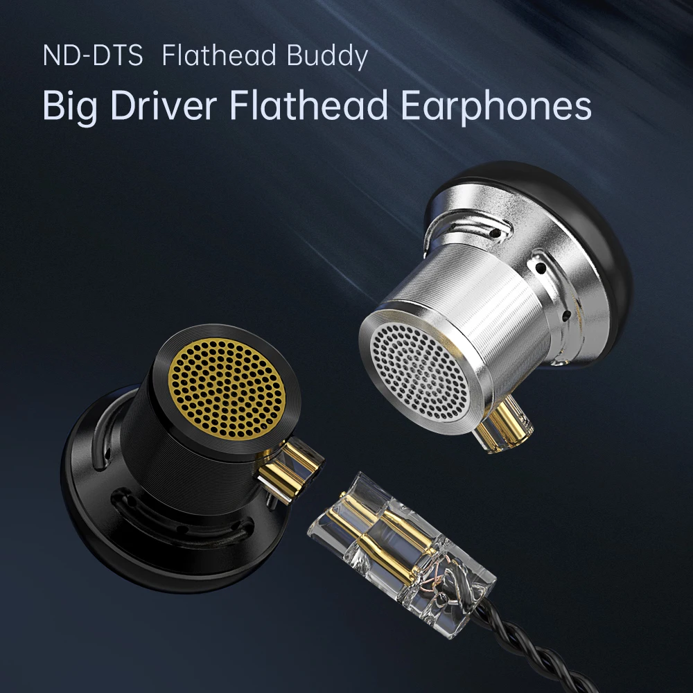 ND DTS flat-headed brother earplug fever-grade HIFI high-quality computer phone round hole semi-in-ear wired earphone