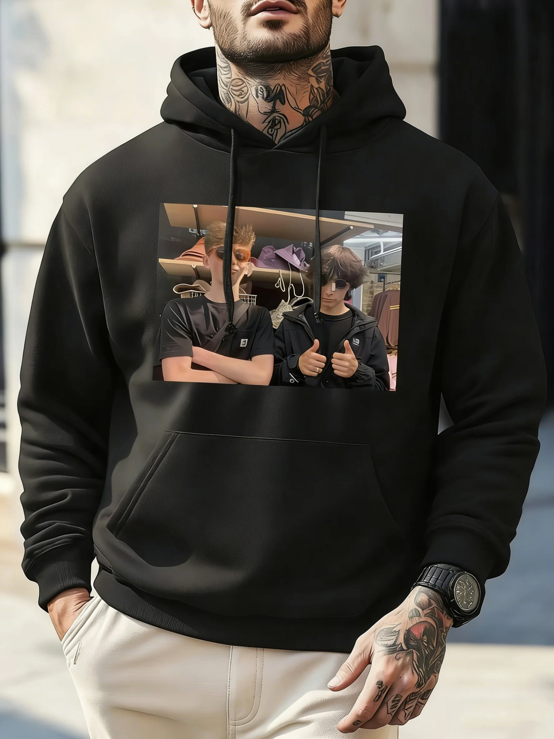 Top Pick Custom Photo Text Hoodie-Unisex Loose Couple/Family/Pet Portraits Bulk Christmas Gift