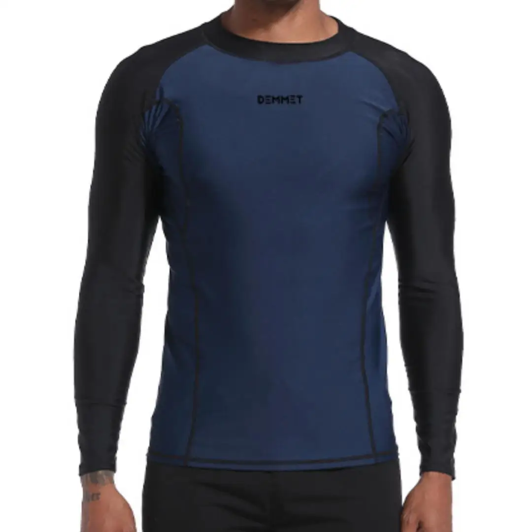 2023 Men's Blue Long Sleeve Rash Guard Swimwear Surf T-Shirt UV50+ Protection Quick Dry Swim Surf Diving Shirt Tight GYM Clothes