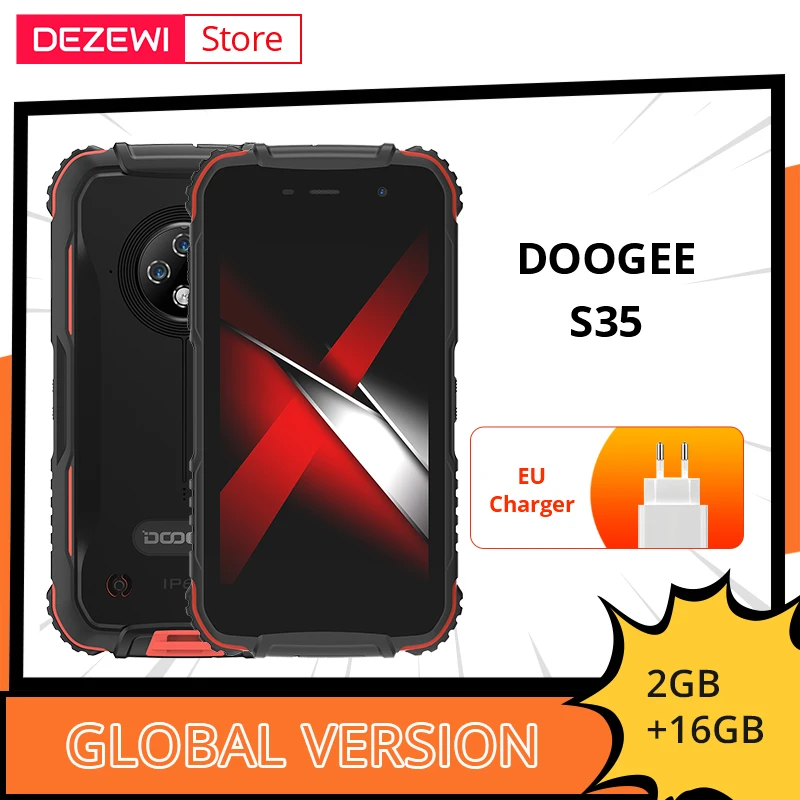 

Смартфон DOOGEE S35 в усиленном корпусе, тройная камера 13 МП, четырехъядерный процессор MT6737V, 2 + 16 ГБ, аккумулятор 10 Вт, 4350 мАч