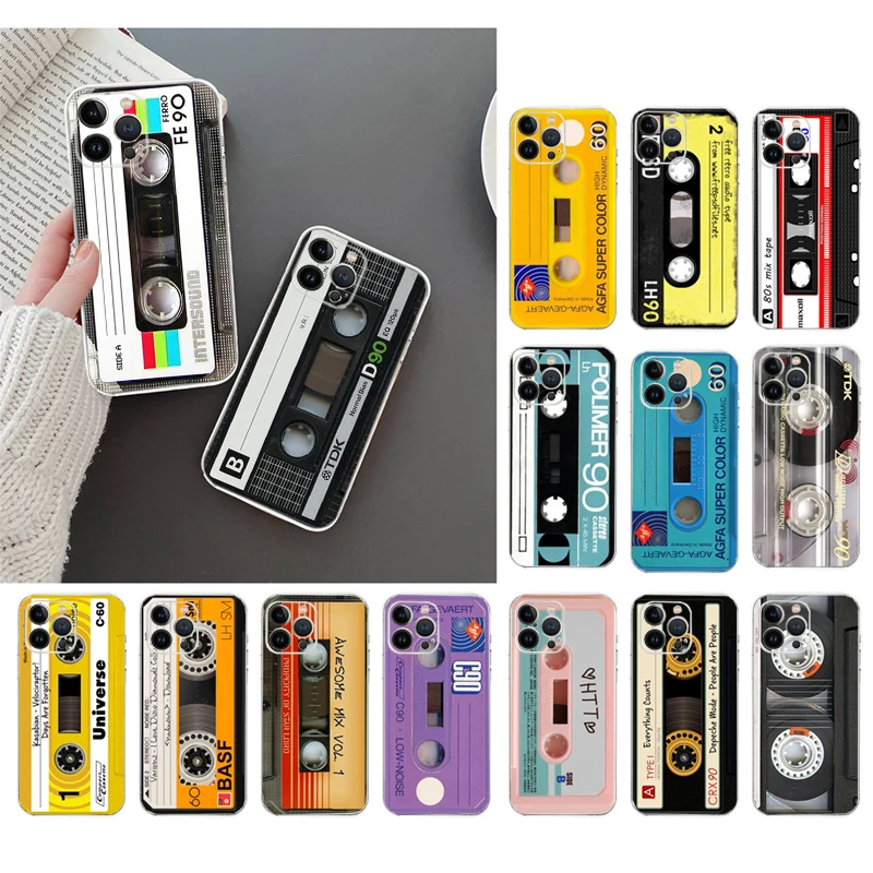 

Phone Case For iphone 15 14 13 12 11 Pro Max 12mini 14 Plus Cassette Tape Mobile Phone Case Funda