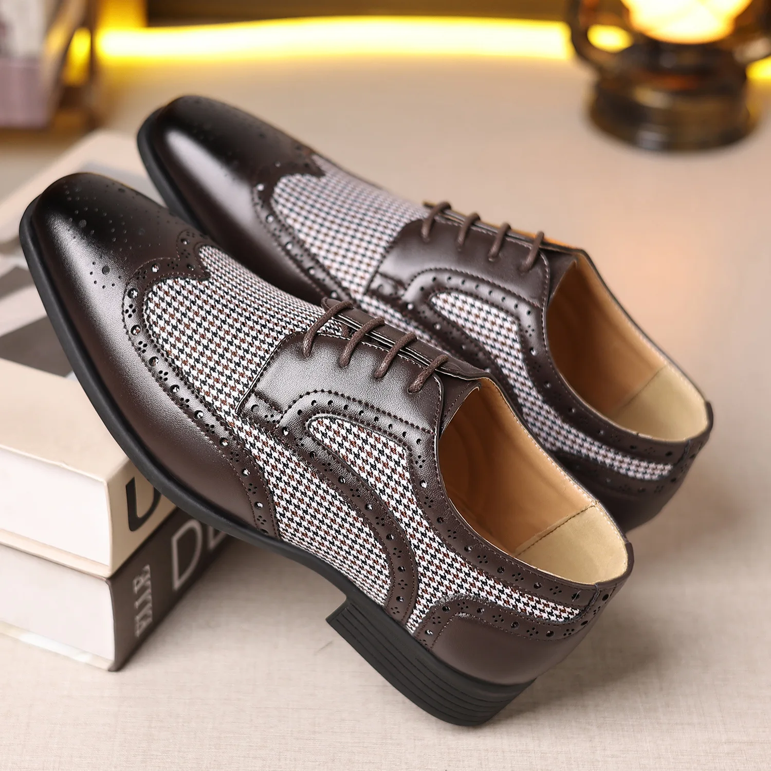Handmade Oxfords Shoes for Men PU Leather Brogue Dress Shoes Men's Classic Business Formal Desinger Male Derby Shoe