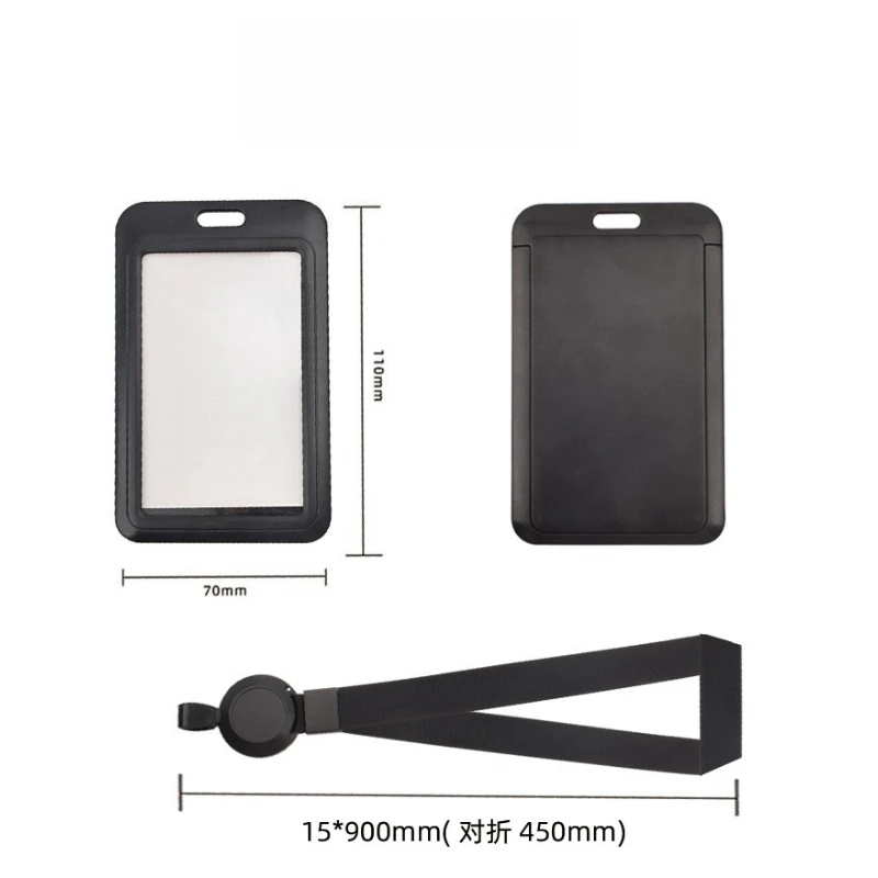 1 Set Professional Retractable ID Badge Holder with Sliding Cover Durable ABS Card Case with Neck Lanyard