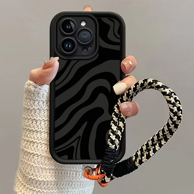 Coque de téléphone en Silicone à rayures texturées noires, étui pour iPhone Pro Max X XS XR 7 8 Plus 16E 17Air