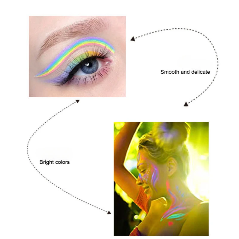 8-Color Water-Soluble Fluorescent Body Paints Halloween Dark Night Glow Paintbrush DIY Quick Dry Camouflage Paste Eyeline Makeup 4