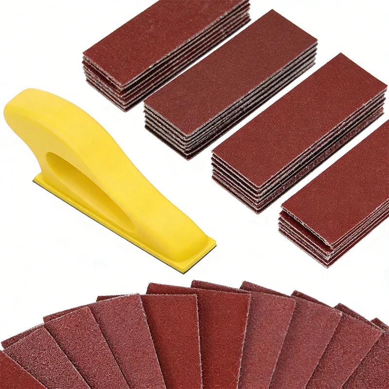 3,5*1 Zoll Mikro-Detail-Schleifpapier-Set 60-2000 Körnung 1-121 Stück Handschleifblock mit Klettverschluss Schleifstreifen für Handwerk Holz Metall – Detail 1