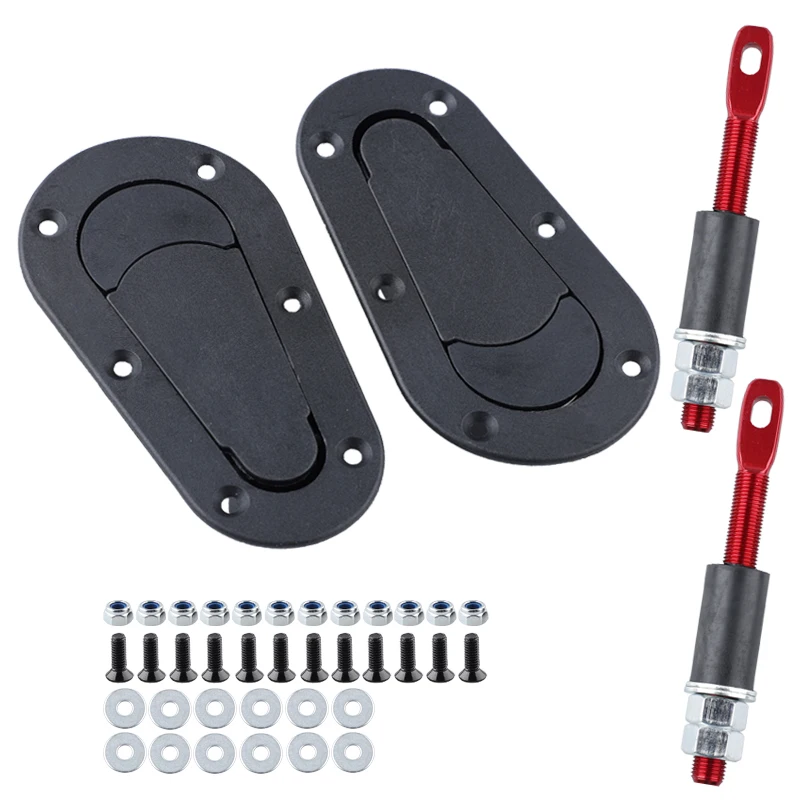 Kit di blocco del cofano dell'auto da 2 pezzi Kit di blocco della chiusura del cofano del motore del perno del cofano dell'auto da corsa universale Refitting Accessori per auto Nero / Carbonio