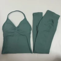 Impact 2 Pieces Set Yoga Leggings Set Women Backless Tank Tops High Waist Scrunch Gym Suit Fitness Clothes Outfit Yoga Set - Image 5