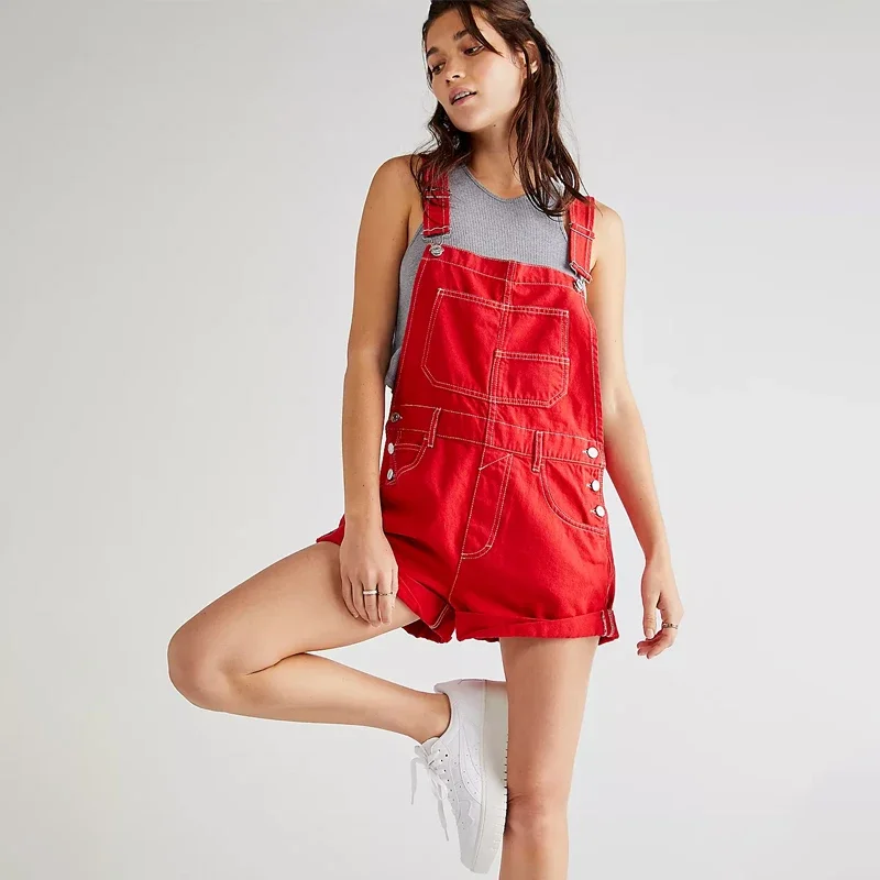 Denim Suspenders Women's Loose Wide-leg Pants 2024 Women's Spring And Autumn Slim Straight Leg Floor-Length Suspender Jeans Blue