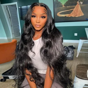 HD Transparent 13x6 Lace Front Human Hair Wigs Brazilian 30 32 Inch Body Wave Lace Frontal For Women Glueless Pre Plucked Wig