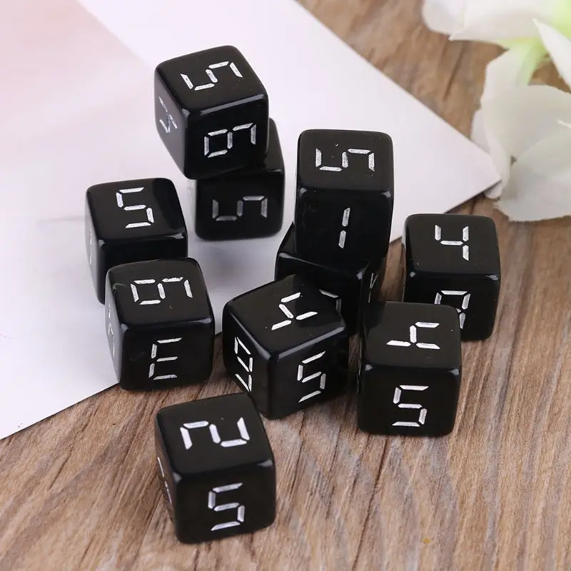 

Y1UC 10pcs D6 Six Sided Dices Number Square Dice for Party Night Club Board Game Role Playing Toy