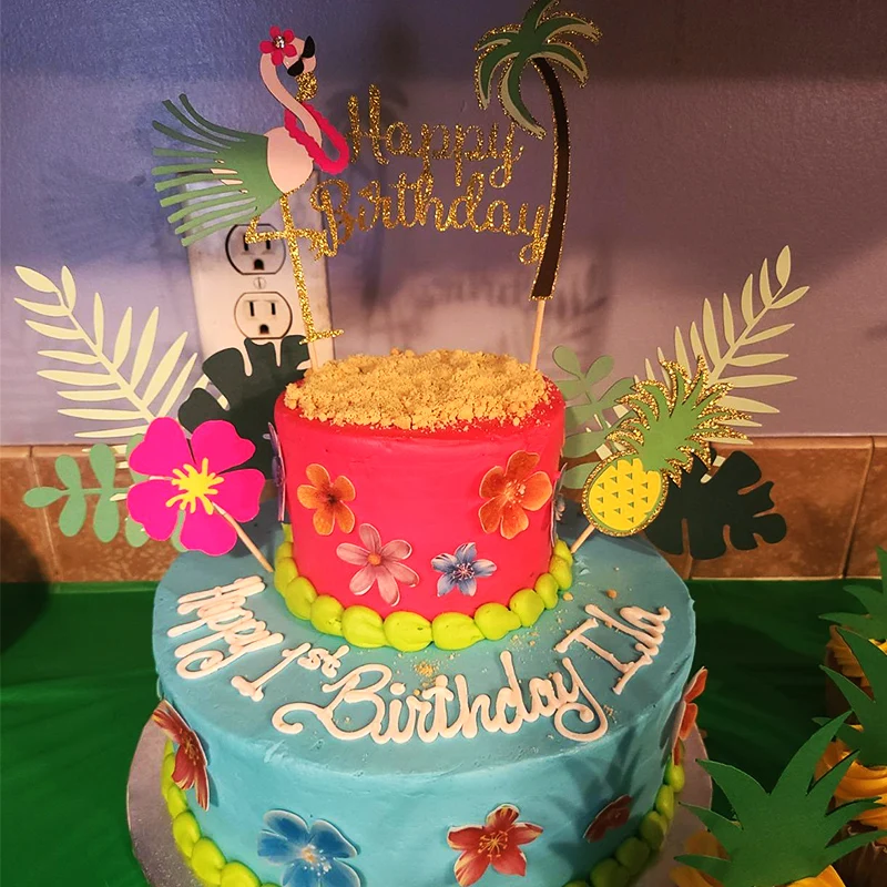 Party Decorations Birthday Party Supplies Cake Topper Cake Decorations Cake Toppers Hawaiian Tropical Wedding Party Flamingo Pineapple Aloha Letter Cake Toppers Summer Birthday Party Decorating Cupcake Topper