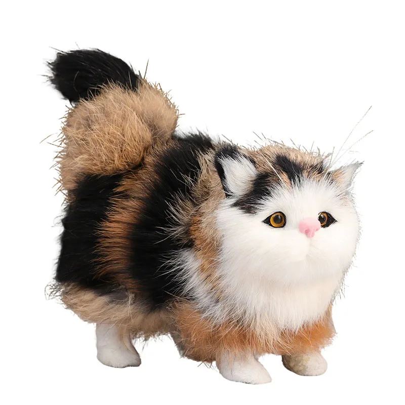 Cute Simulation Cat Plush Toys Soft Stuffed Kitten Model Fake Cat Realist Animals for Kids Girls Birthday Valentine's Day Gift