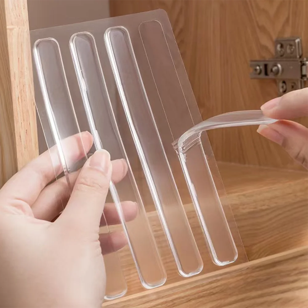 1PCS No Punching Silicone AntiCollision Door Stickers Transparent Wall Protection Pad Silicone Invisible Anti-collision Strip