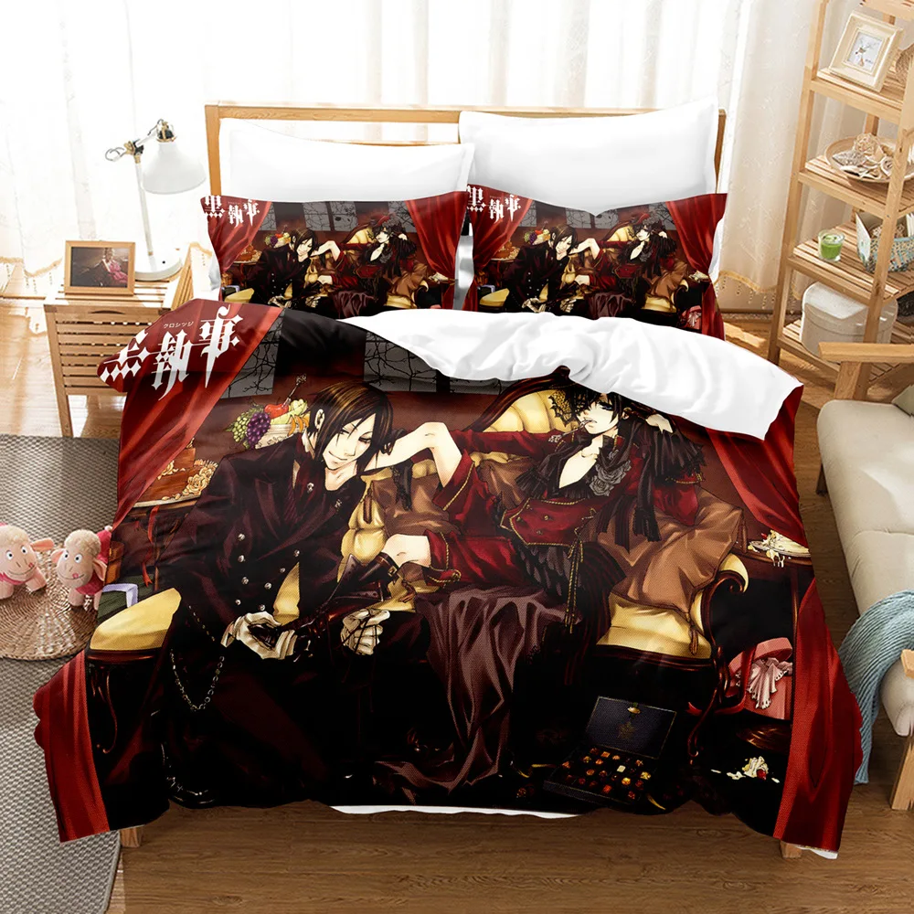 

3D Anime Black Butler Bedding Set Cool Sebastian Ciel Dakimakura Bed Linen Adult Teens Single Double Microfiber Duvet Cover Sets