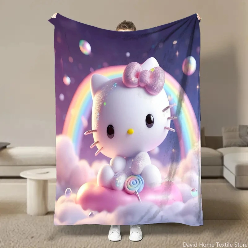 10 Styles Sanrio Hello Kitty Throw Flannel Fluffy Blanket Soft Quilt Thicken Plush Blanket Cartoon Sofa Blanket Child Adult Gift 3