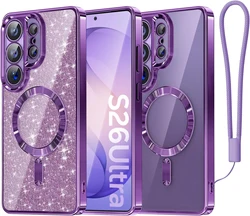Magnetic Protective Case with MagSafe, Detachable Flash Card, Wristband, and Lens Shield - GalaxyS25 (Purple)