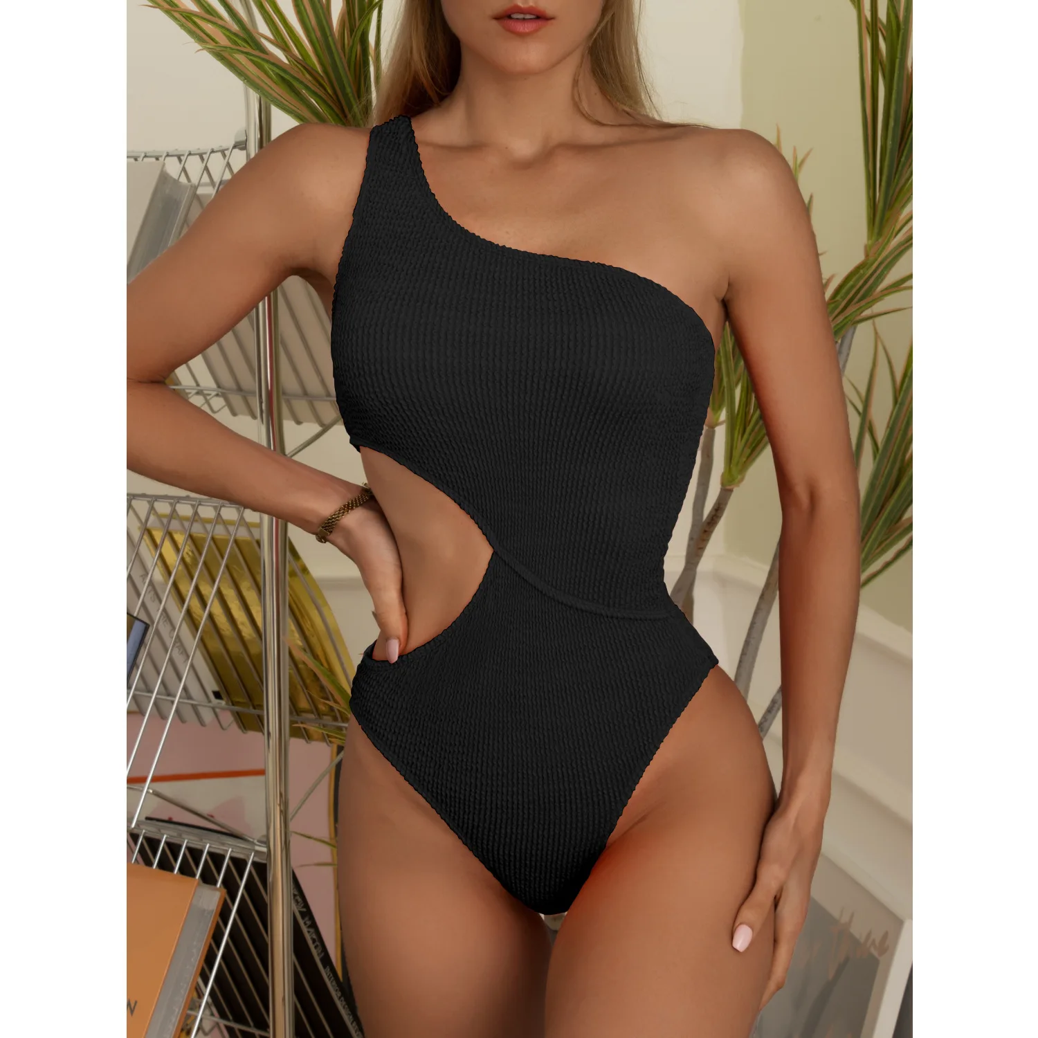 

Summer New Sexy One-shoulder Women's Swimsuit One-piece Hollow Sexy Swimsuit Plus Padded Bra Fashion Women's Outdoor Beachwear